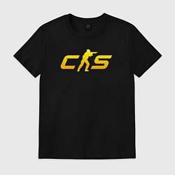 Футболка хлопковая мужская CS2 yellow logo, цвет: черный