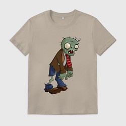 Футболка хлопковая мужская Зомби идёт обратно, цвет: миндальный