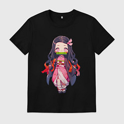 Футболка хлопковая мужская Чиби Незуко - Клинок демонов, цвет: черный
