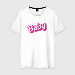 Футболка хлопковая мужская Baby: pink barbie style, цвет: белый