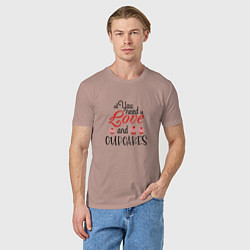 Футболка хлопковая мужская Всё, что тебе нужно - это любовь, цвет: пыльно-розовый — фото 2