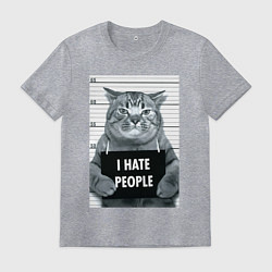 Мужская футболка Кот преступник уголовник с табличкой