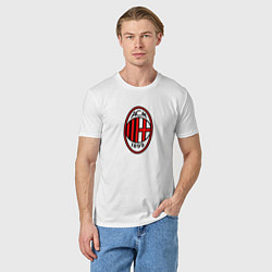 Футболка хлопковая мужская Футбольный клуб Milan, цвет: белый — фото 2