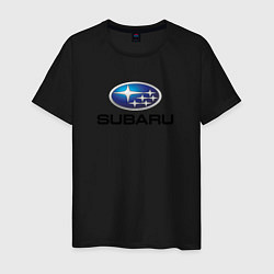 Футболка хлопковая мужская Subaru sport auto, цвет: черный