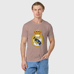 Футболка хлопковая мужская Real madrid fc sport, цвет: пыльно-розовый — фото 2