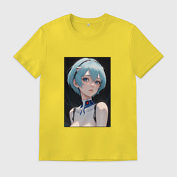 Футболка хлопковая мужская Аянами Рей из аниме и манги Евангелион, цвет: желтый