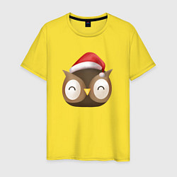 Футболка хлопковая мужская Новогодняя сова, цвет: желтый