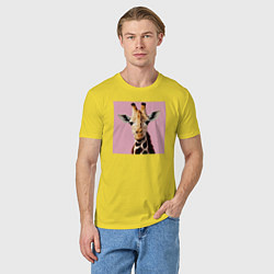 Футболка хлопковая мужская Милый жирафик, цвет: желтый — фото 2