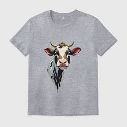 Футболка хлопковая мужская Злая корова, цвет: меланж