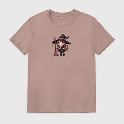 Футболка хлопковая мужская Маленькая ведьма, цвет: пыльно-розовый