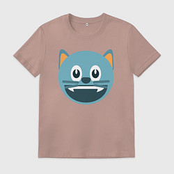 Футболка хлопковая мужская Голубой котик в восторге, цвет: пыльно-розовый