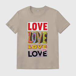 Футболка хлопковая мужская Любовь в квадрате, цвет: миндальный