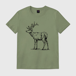 Футболка хлопковая мужская Олень сзади, цвет: авокадо