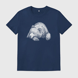 Футболка хлопковая мужская Спящий медведь, цвет: тёмно-синий