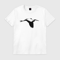 Футболка хлопковая мужская Аист трафарет, цвет: белый