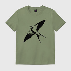 Футболка хлопковая мужская Ласточка парит трафарет, цвет: авокадо