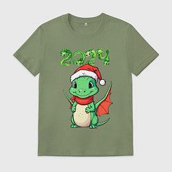Футболка хлопковая мужская Милый дракончик 2024, цвет: авокадо