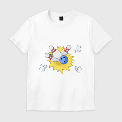 Футболка хлопковая мужская Боулинг strike, цвет: белый