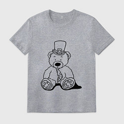 Футболка хлопковая мужская Плюшевый мишка лепрекон - раскраска, цвет: меланж