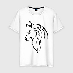 Футболка хлопковая мужская Одинокий волк, цвет: белый