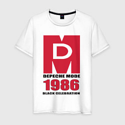 Футболка хлопковая мужская Depeche Mode - black celebration logo, цвет: белый
