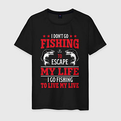 Футболка хлопковая мужская Fishing in my life, цвет: черный