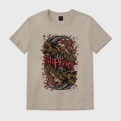 Футболка хлопковая мужская Slipknot - goat demon, цвет: миндальный