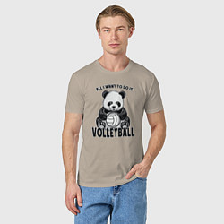 Футболка хлопковая мужская Panda volleyball, цвет: миндальный — фото 2