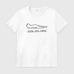 Футболка хлопковая мужская Нет не сегодня - котик, цвет: белый