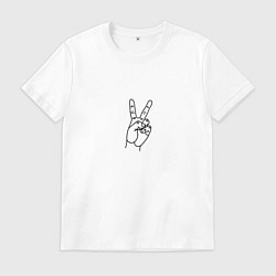 Футболка хлопковая мужская Два пальца пис, цвет: белый