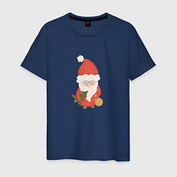 Футболка хлопковая мужская Дед Мороз с ёлкой и подарками, цвет: тёмно-синий
