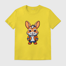 Футболка хлопковая мужская Модный Зайчик, цвет: желтый
