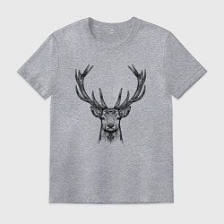 Футболка хлопковая мужская Олень анфас, цвет: меланж