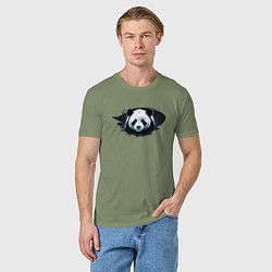Футболка хлопковая мужская Грустная панда портрет, цвет: авокадо — фото 2
