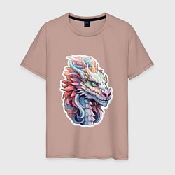 Футболка хлопковая мужская Colorful dragon, цвет: пыльно-розовый