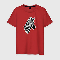 Футболка хлопковая мужская Портрет зебры в пол оборота, цвет: красный