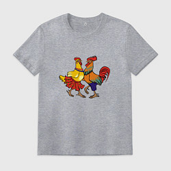 Футболка хлопковая мужская Куриный танец, цвет: меланж