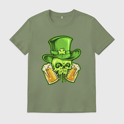 Футболка хлопковая мужская Ирландское пиво, цвет: авокадо