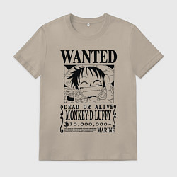 Футболка хлопковая мужская Первая листовка Луффи Ван Пис, цвет: миндальный