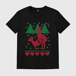 Футболка хлопковая мужская Олени шалят, цвет: черный