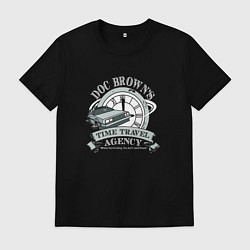 Футболка хлопковая мужская Time travel, цвет: черный