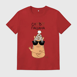 Футболка хлопковая мужская Капибара: слово пацана, цвет: красный