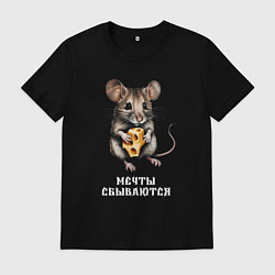 Футболка хлопковая мужская Сбыточные мечты, цвет: черный