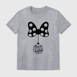 Футболка хлопковая мужская Новогодний бант в горошек, цвет: меланж