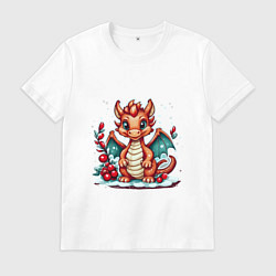 Футболка хлопковая мужская Дракончик 2024, цвет: белый