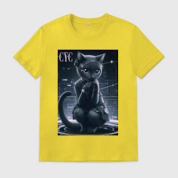 Футболка хлопковая мужская Кибер кисуля, цвет: желтый