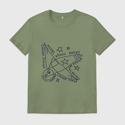 Футболка хлопковая мужская Птица счастья в абстрактном современном стиле, цвет: авокадо