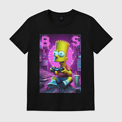 Футболка хлопковая мужская Bart Simpson - cool gamer, цвет: черный