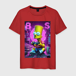 Футболка хлопковая мужская Bart Simpson - cool gamer, цвет: красный