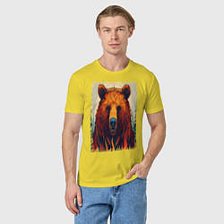 Футболка хлопковая мужская Медведь в лесу рычит, цвет: желтый — фото 2